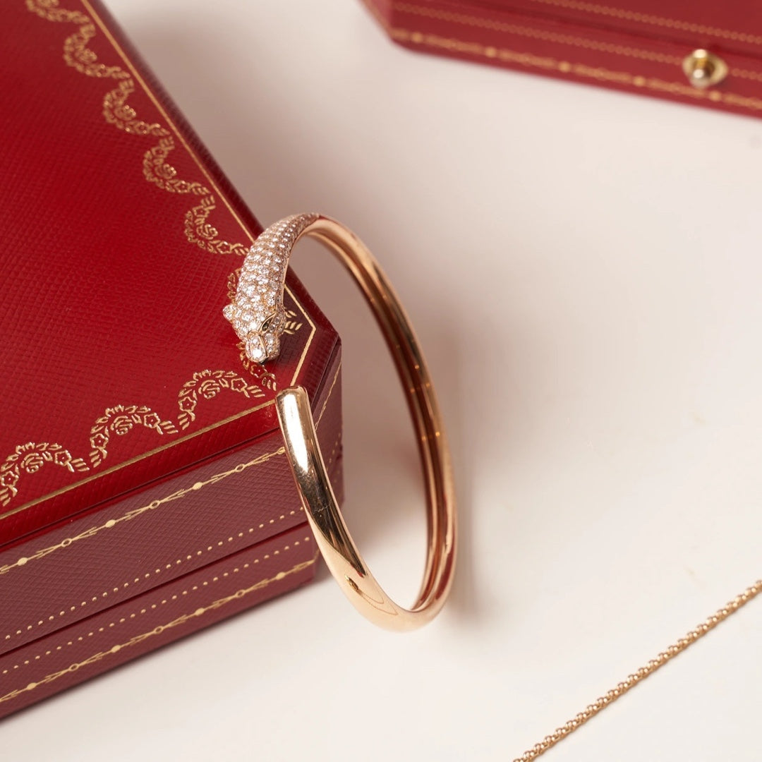 [Rose Jewelry]PANTHERE ROSE GOLD DIAMOND OPEN BRACELET