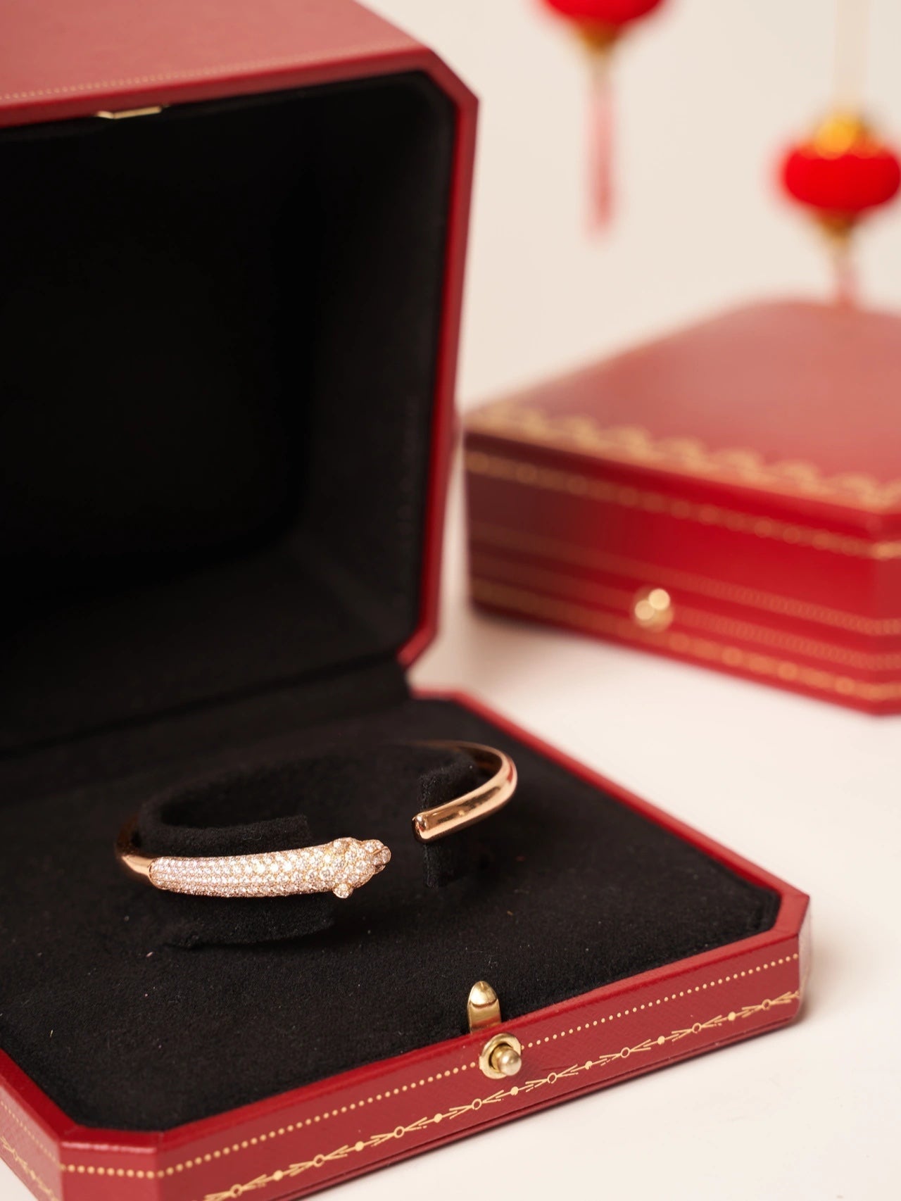[Rose Jewelry]PANTHERE ROSE GOLD DIAMOND OPEN BRACELET