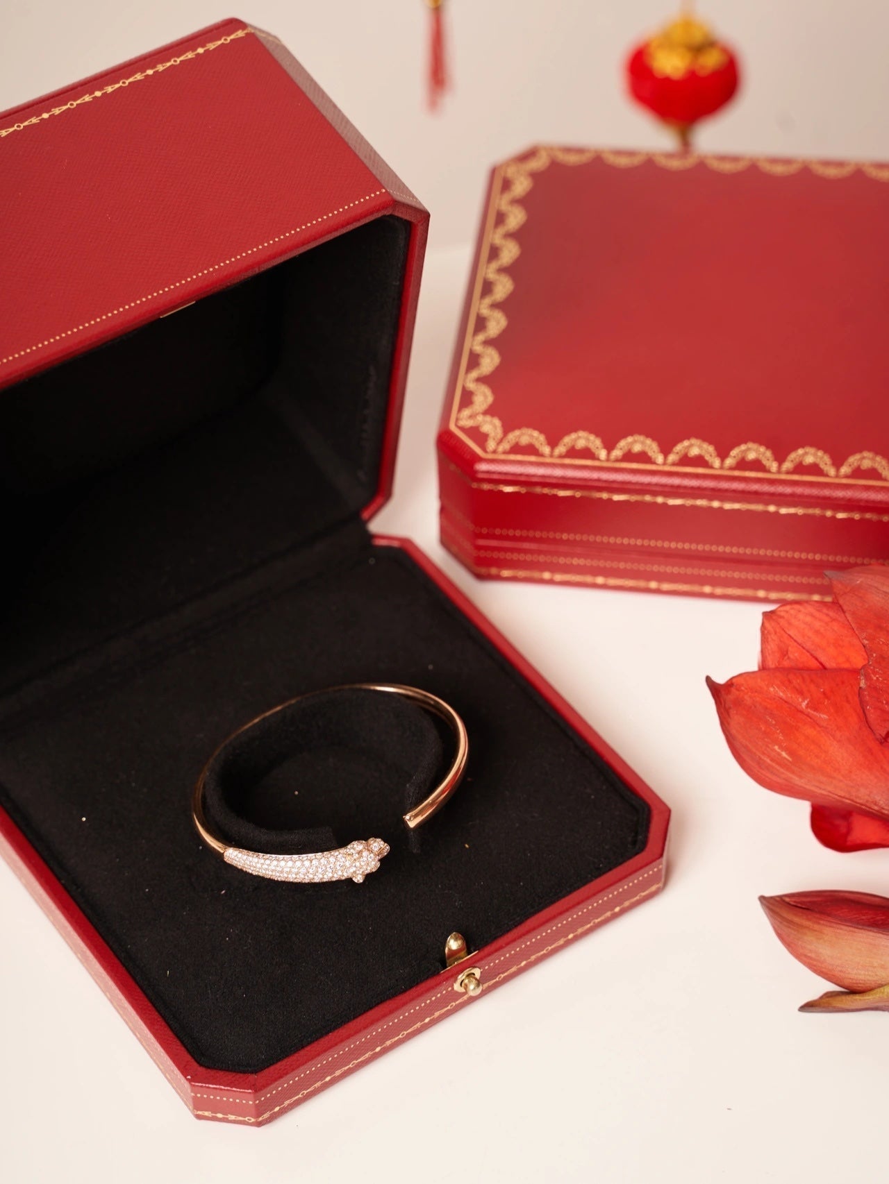 [Rose Jewelry]PANTHERE ROSE GOLD DIAMOND OPEN BRACELET