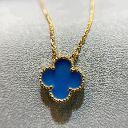 [💎ROSE💎]CLOVER 15MM BLUE AGATE NECKLACE