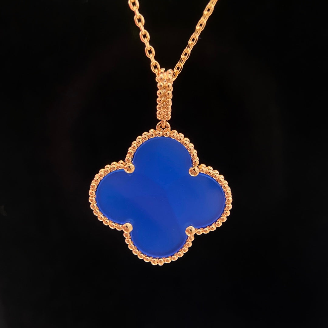 [💎ROSE💎]CLOVER 25MM NECKLACE TURQUOISE ROSE GOLD