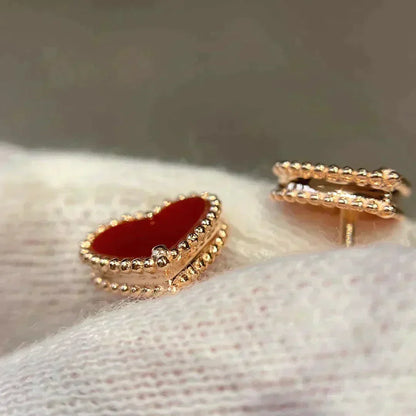 [💎ROSE💎]HEART CARNELIAN STUD EARRINGS