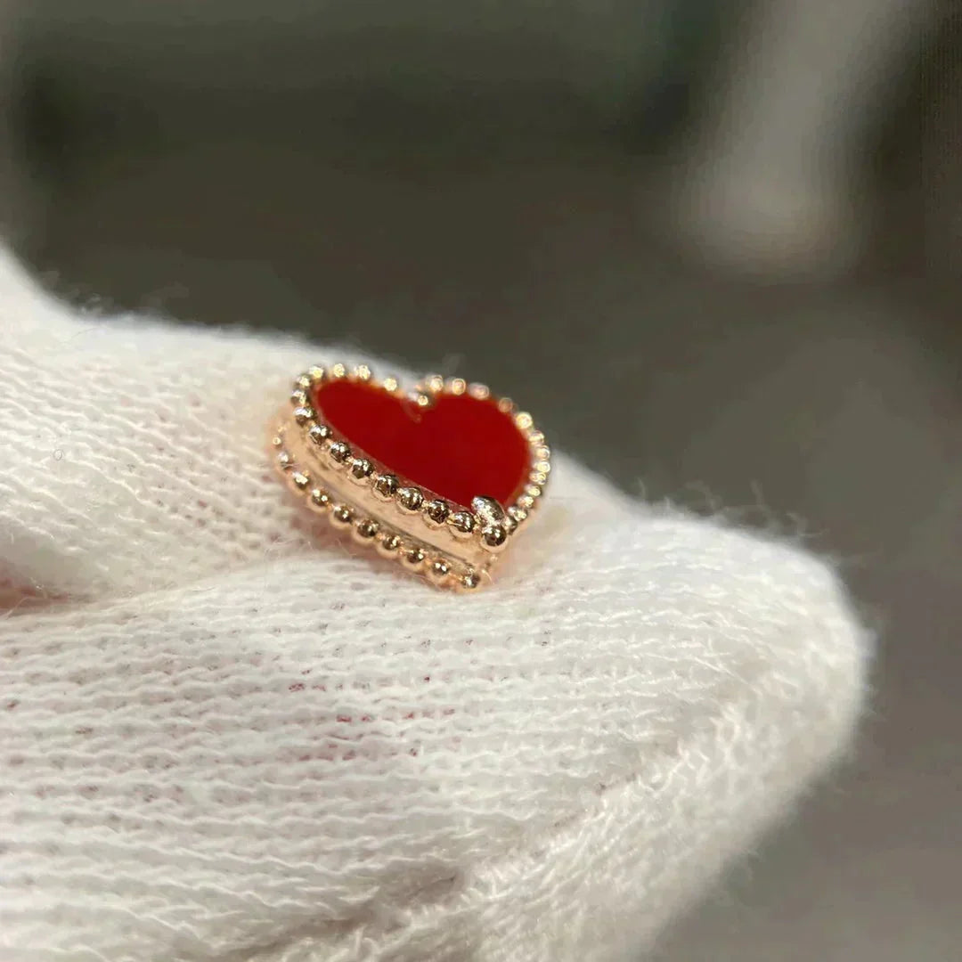 [💎ROSE💎]HEART CARNELIAN STUD EARRINGS