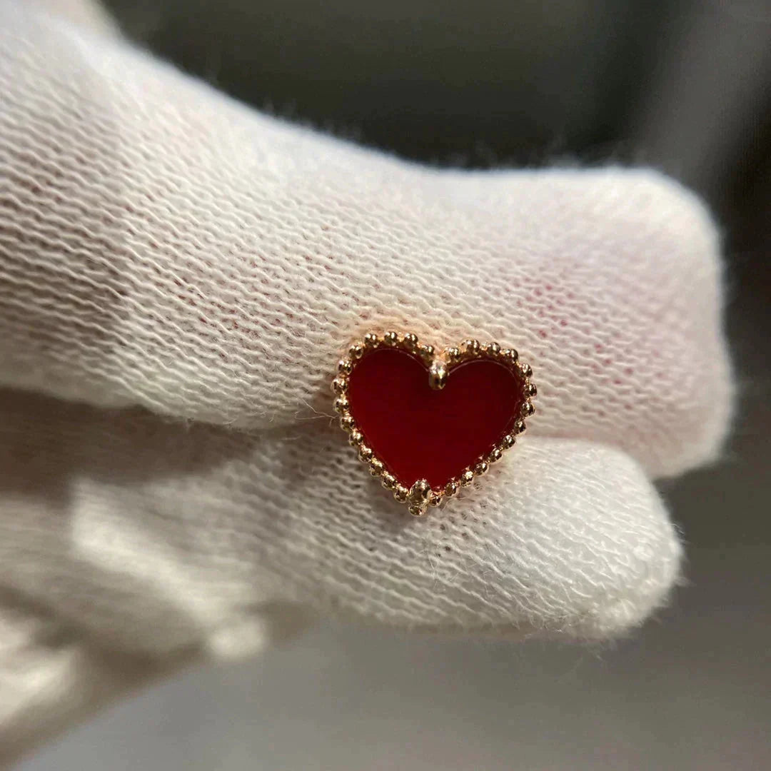 [💎ROSE💎]HEART CARNELIAN STUD EARRINGS
