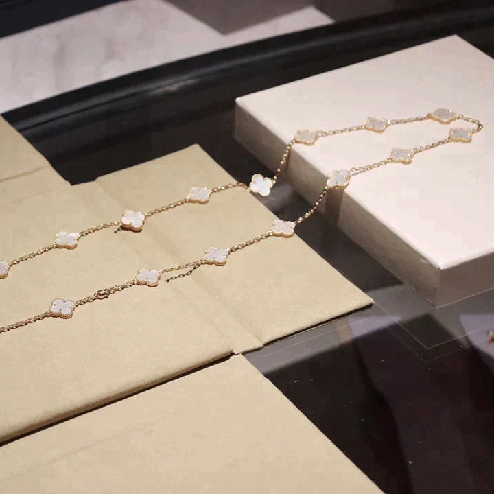 [💎ROSE💎]CLOVER 20 MOTIFS WHITE MOP NECKLACE