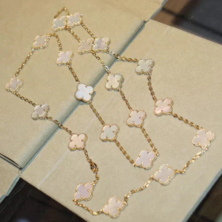 [💎ROSE💎]CLOVER 20 MOTIFS WHITE MOP NECKLACE
