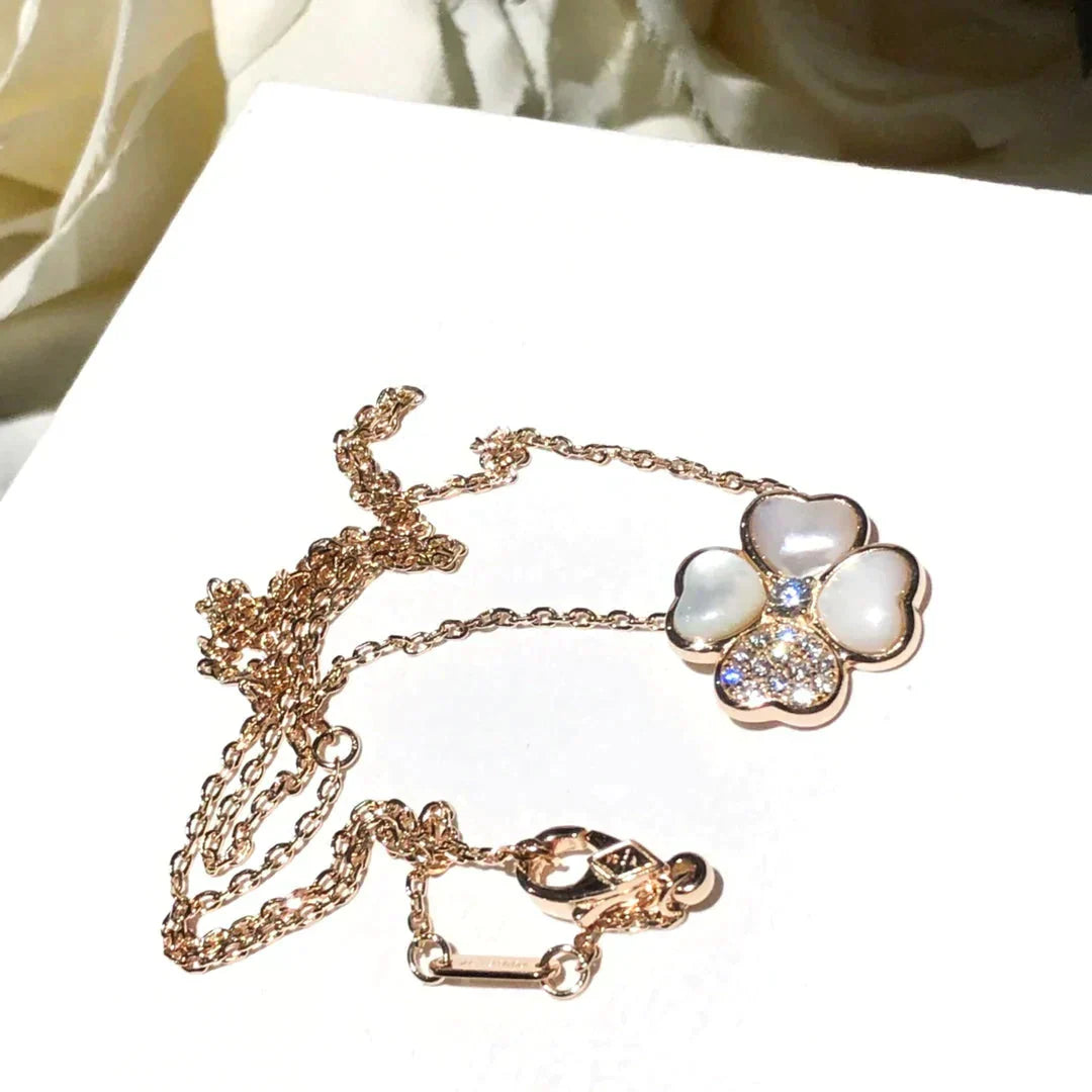 [💎ROSE💎]CLOVER MOP DIAMOND ROSE GOLD NECKLACE