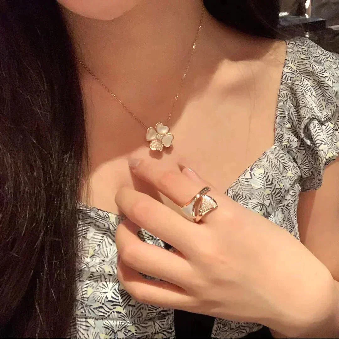 [💎ROSE💎]CLOVER MOP DIAMOND ROSE GOLD NECKLACE