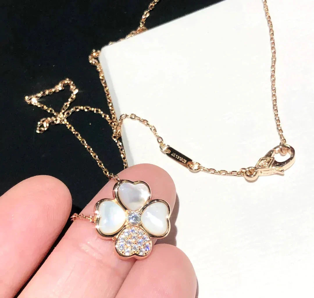 [💎ROSE💎]CLOVER MOP DIAMOND ROSE GOLD NECKLACE