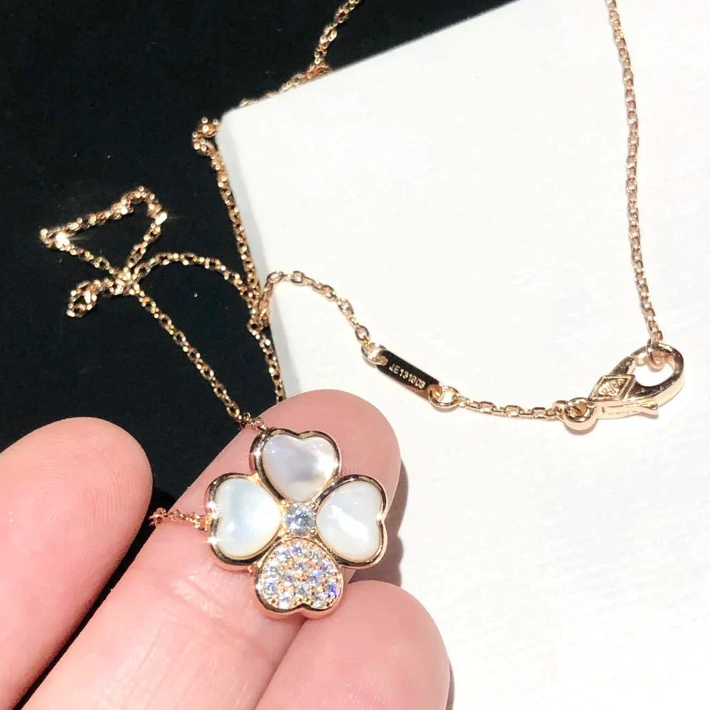 [💎ROSE💎]CLOVER MOP DIAMOND ROSE GOLD NECKLACE
