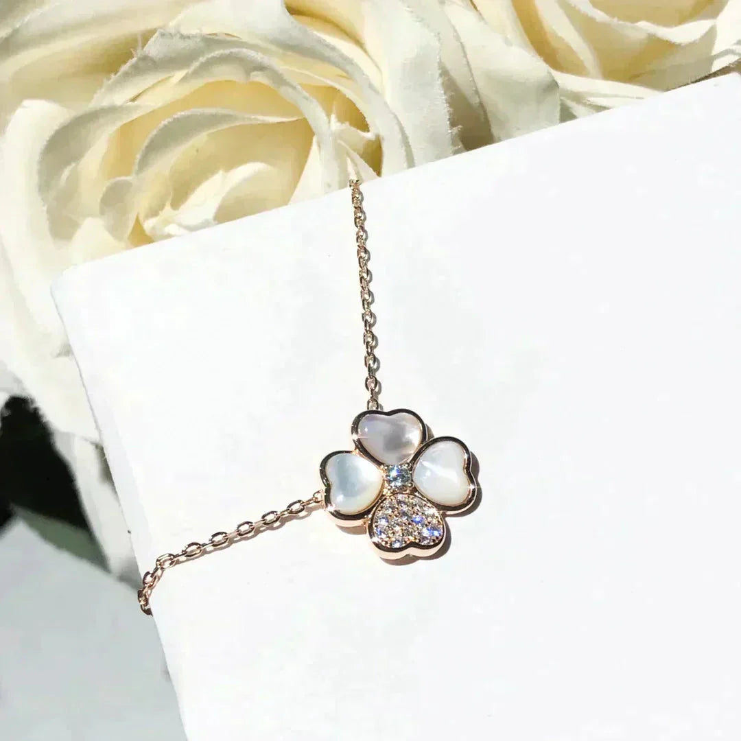 [💎ROSE💎]CLOVER MOP DIAMOND ROSE GOLD NECKLACE
