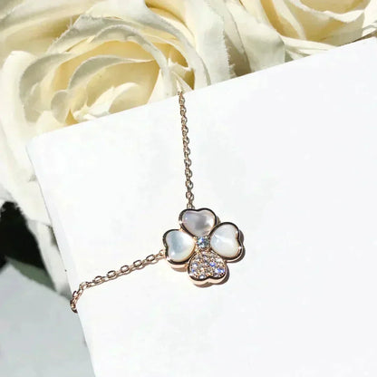 [💎ROSE💎]CLOVER MOP DIAMOND ROSE GOLD NECKLACE
