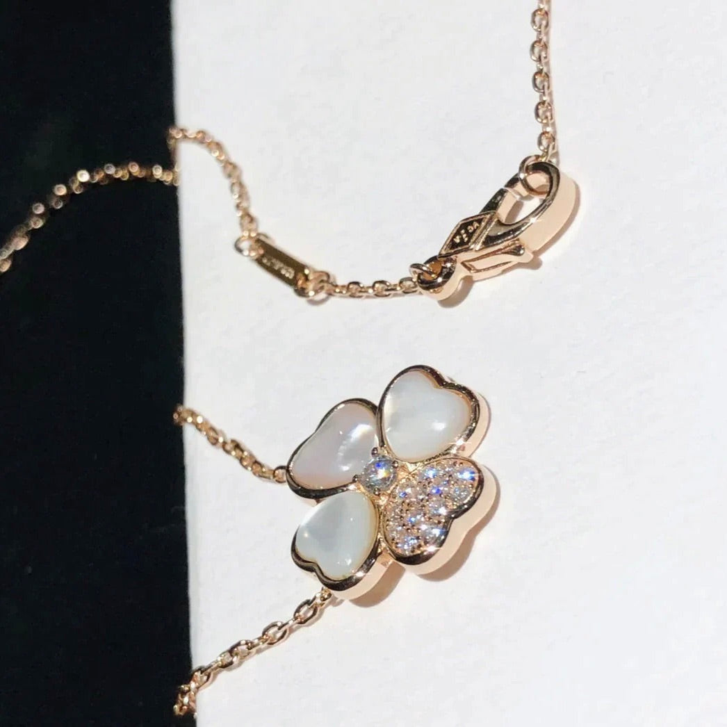 [💎ROSE💎]CLOVER MOP DIAMOND ROSE GOLD NECKLACE