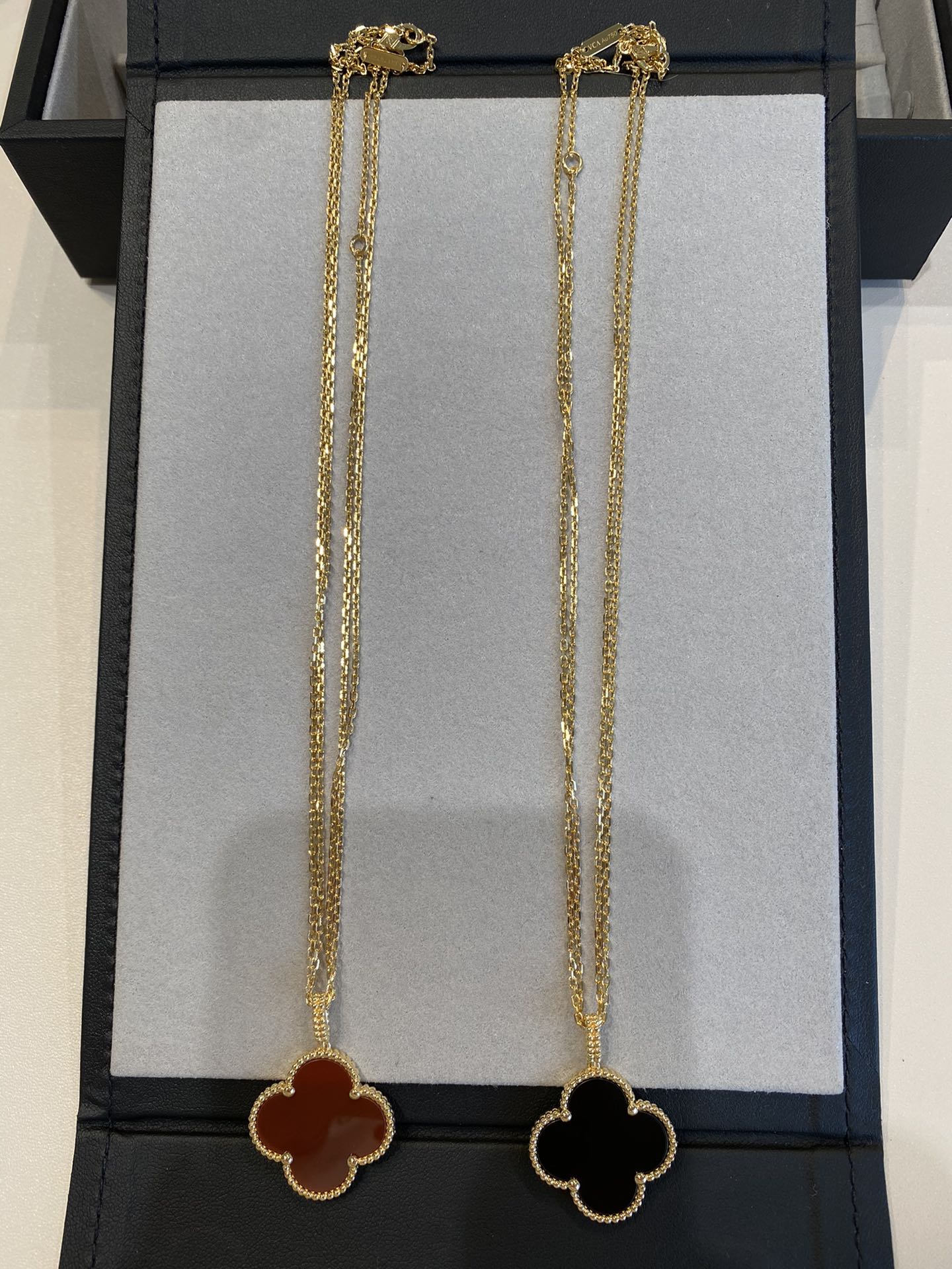 [💎ROSE💎]CLOVER 25MM NECKLACE GOLD CARNELIAN