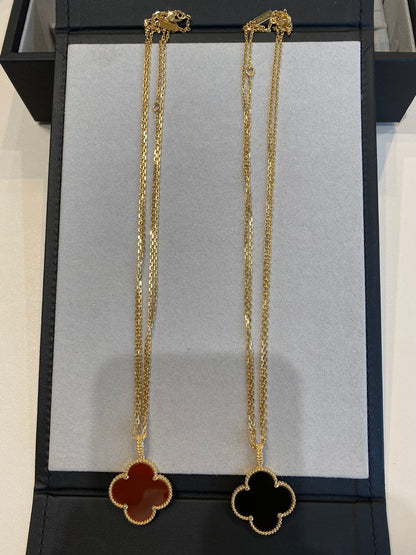 [💎ROSE💎]CLOVER 25MM NECKLACE GOLD CARNELIAN