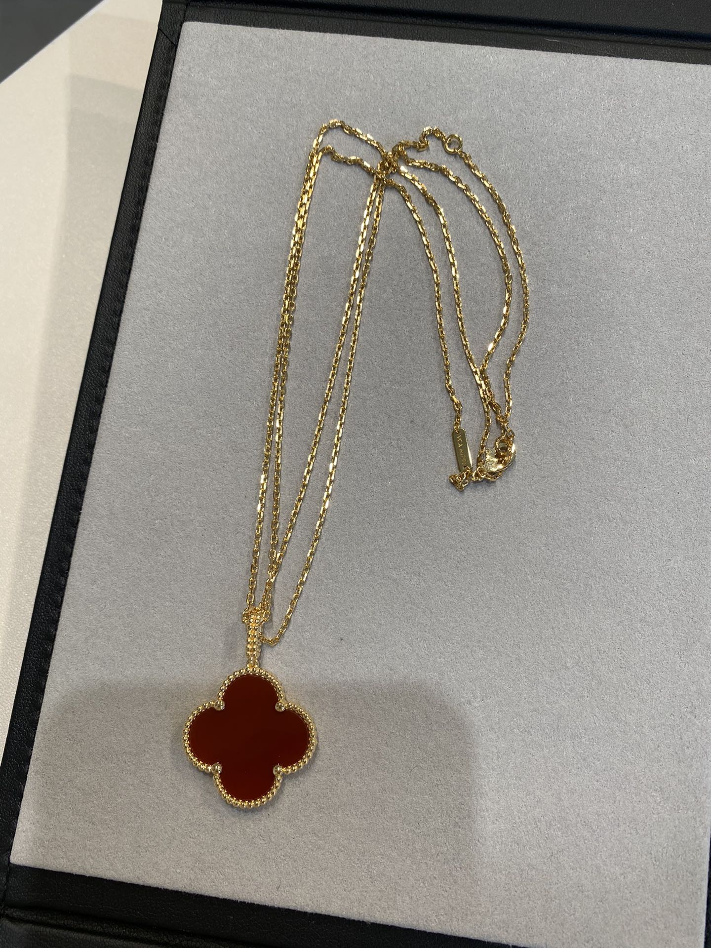 [💎ROSE💎]CLOVER 25MM NECKLACE GOLD CARNELIAN