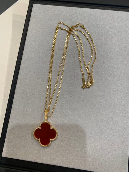 [💎ROSE💎]CLOVER 25MM NECKLACE GOLD CARNELIAN