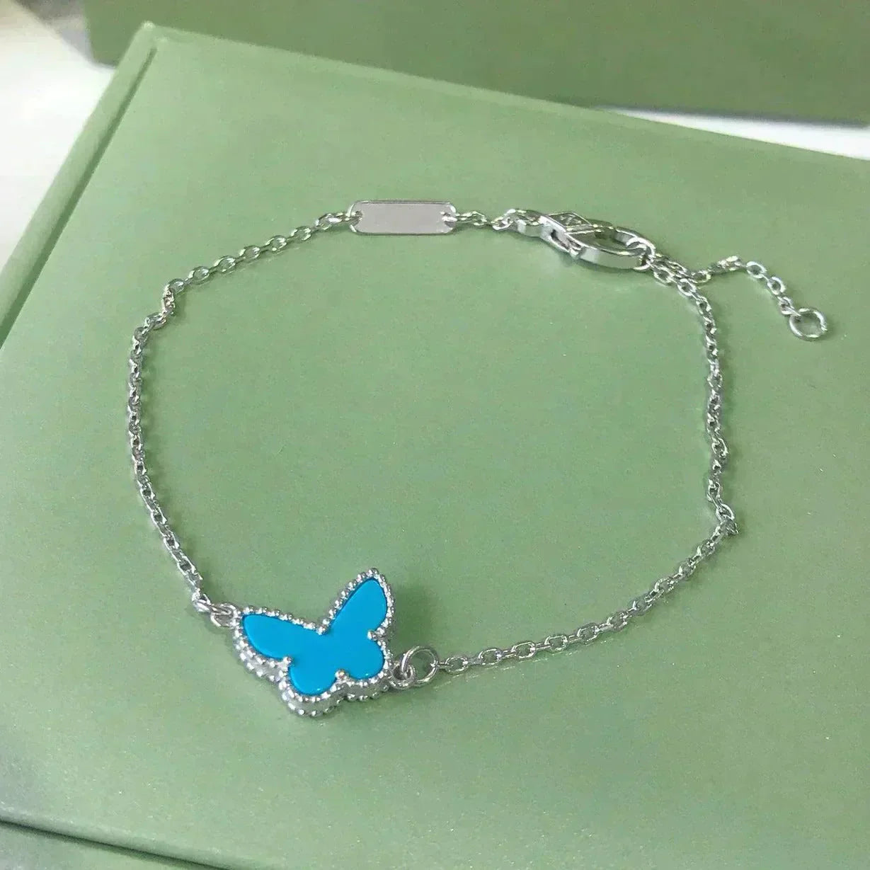 [💎ROSE💎]BUTTERFLY TURQUOISE BUTTERFLY BRACELET SILVER