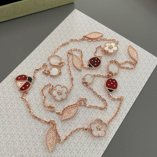 [💎ROSE💎]LUCKY SPRING 15 MOTIFS ROSE GOLD NECKLACE