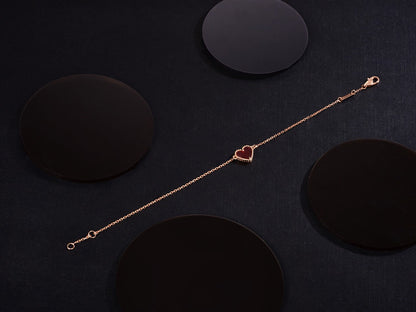 [Rose Tomorrow]HEART CARNELIAN PINK GOLD BRACELET