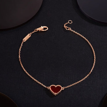 [Rose Tomorrow]HEART CARNELIAN PINK GOLD BRACELET