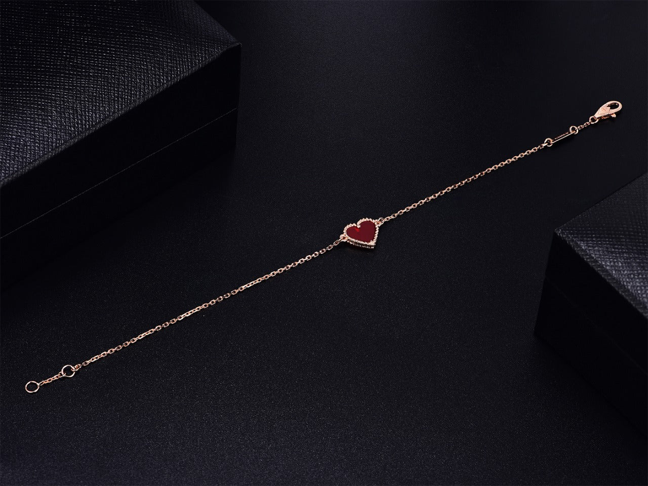 [Rose Tomorrow]HEART CARNELIAN PINK GOLD BRACELET