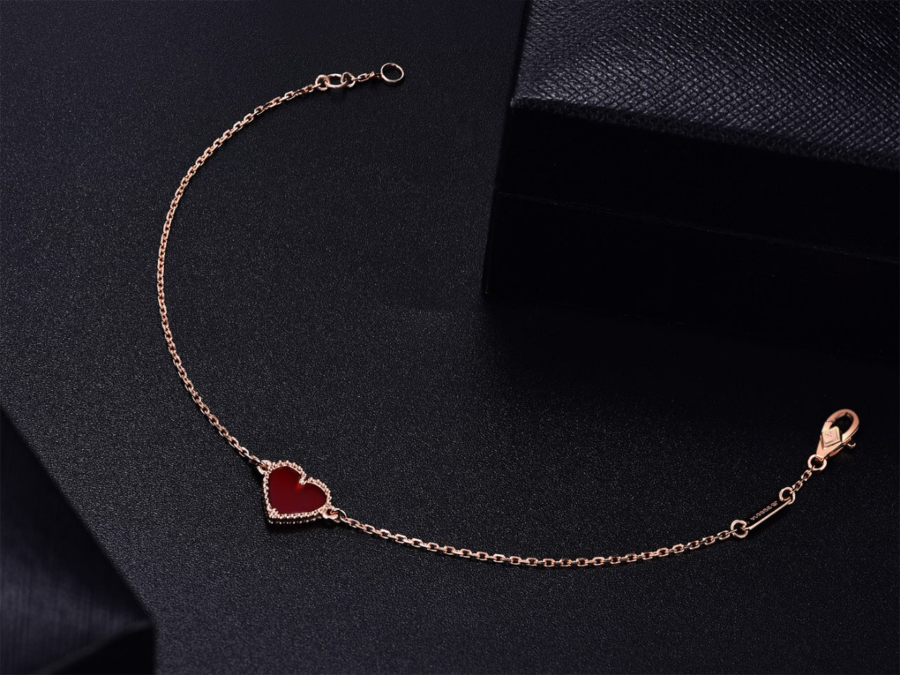 [Rose Tomorrow]HEART CARNELIAN PINK GOLD BRACELET