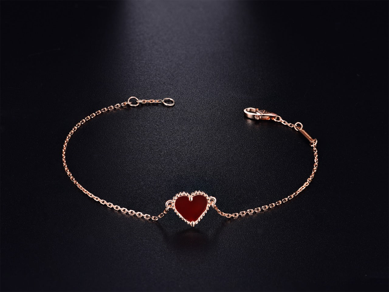 [Rose Tomorrow]HEART CARNELIAN PINK GOLD BRACELET