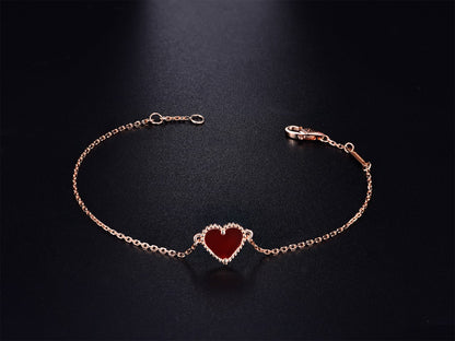 [Rose Tomorrow]HEART CARNELIAN PINK GOLD BRACELET
