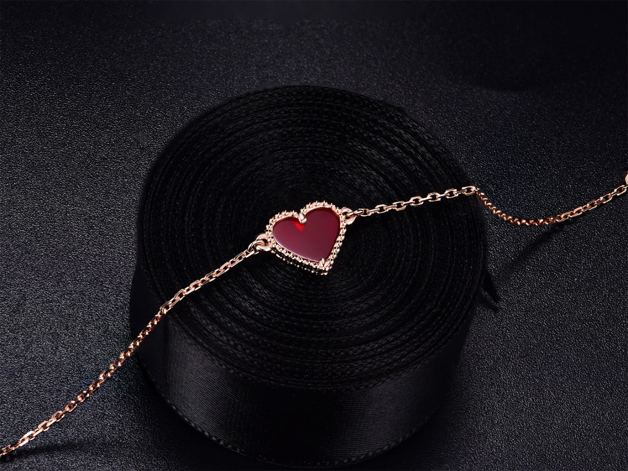 [Rose Tomorrow]HEART CARNELIAN PINK GOLD BRACELET