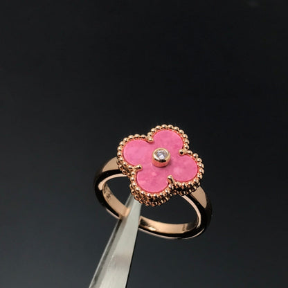 [💎ROSE💎]CLOVER RHODONITE ROSE GOLD RING