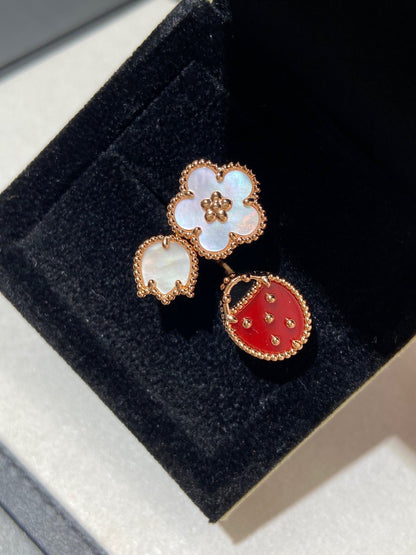 [💎ROSE💎]LUCKY 3 MOTIF ROSE GOLD RING