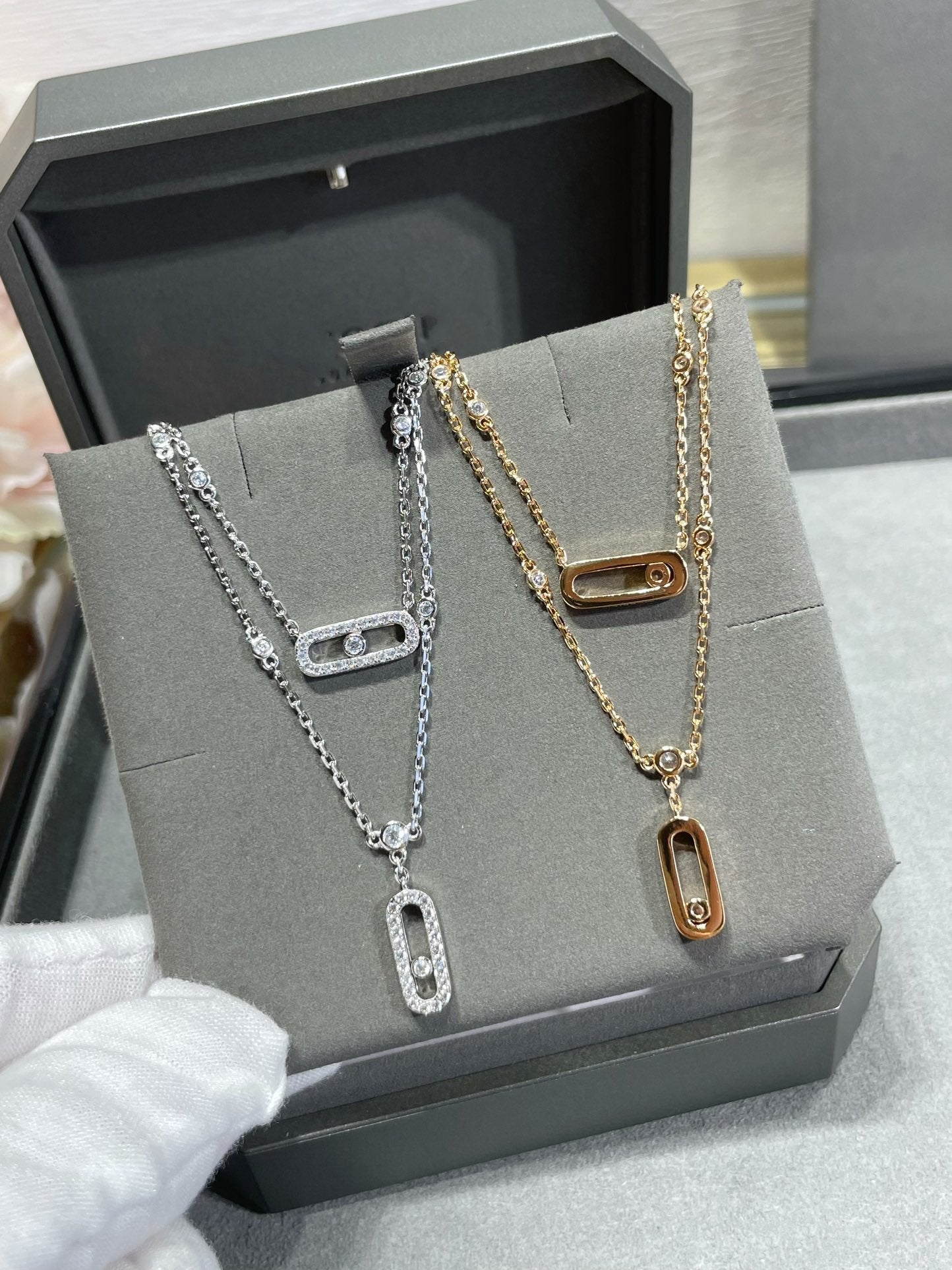 [✨Rose💎]MOVE 2 ROW DIAMOND NECKLACE