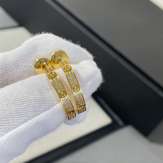 [Rose Jewelry]LOVE DIAMOND GOLD HOOP EARRINGS