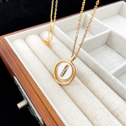 [✨Rose💎]LUCKY MOVE MOP PINK GOLD NECKLACE