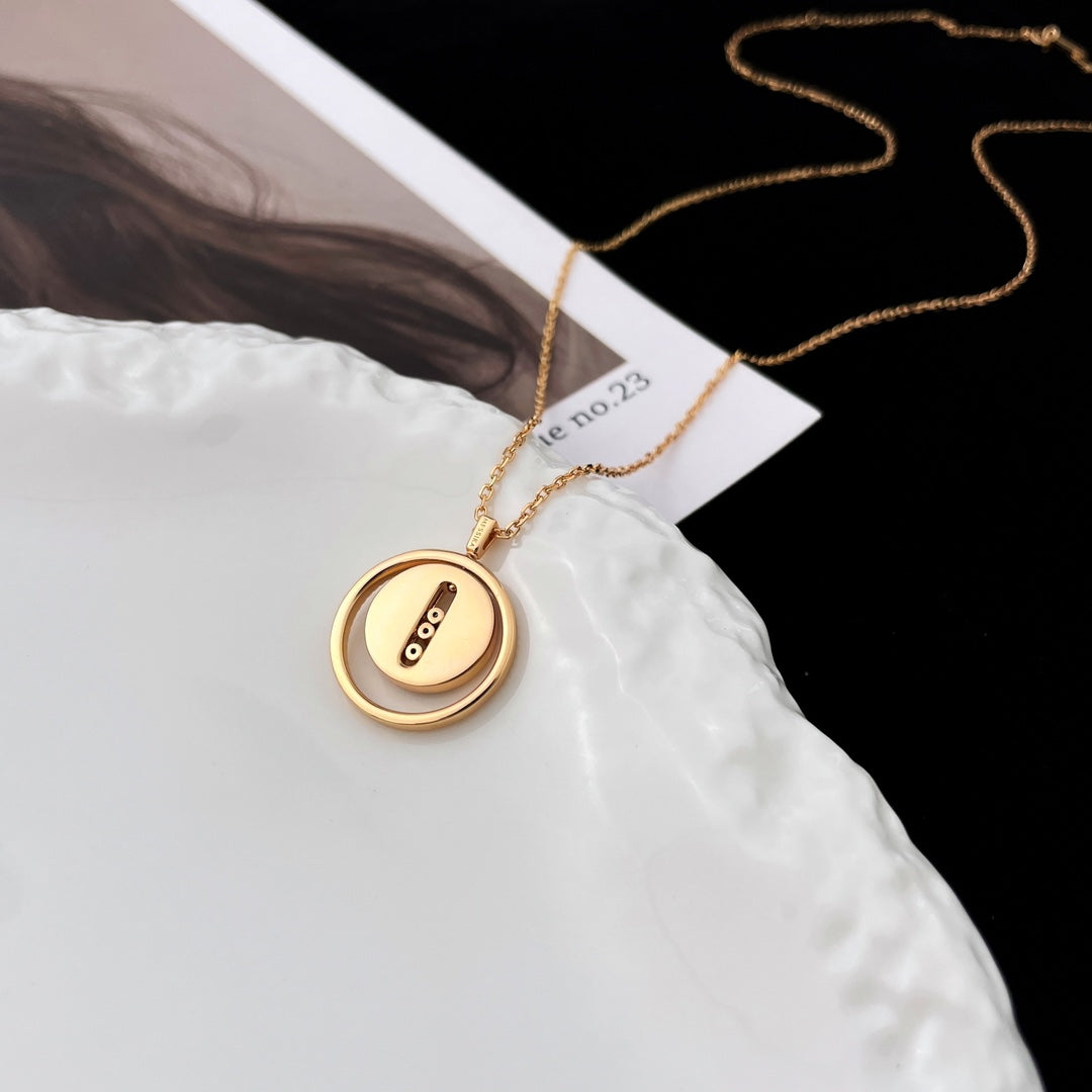 [✨Rose💎]LUCKY MOVE MOP PINK GOLD NECKLACE