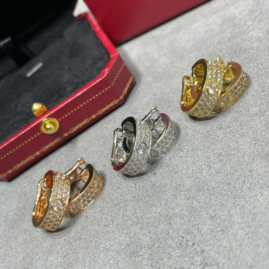 [Rose Jewelry]LOVE 5.5MM DIAMOND PAVED EARRINGS