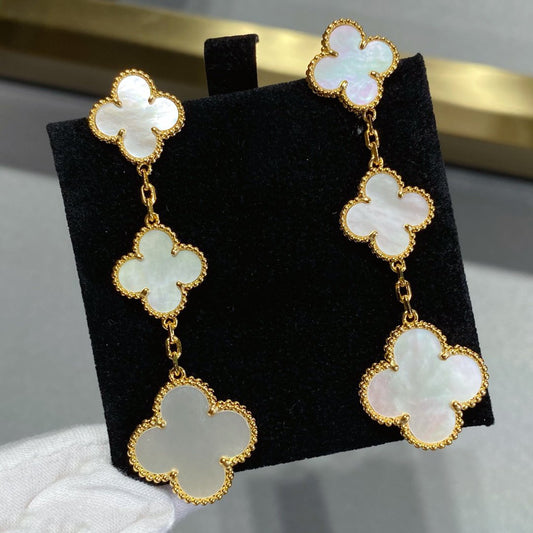 [Rose Jewelry]CLOVER MOP 3 MOTIFS GOLD EARRINGS