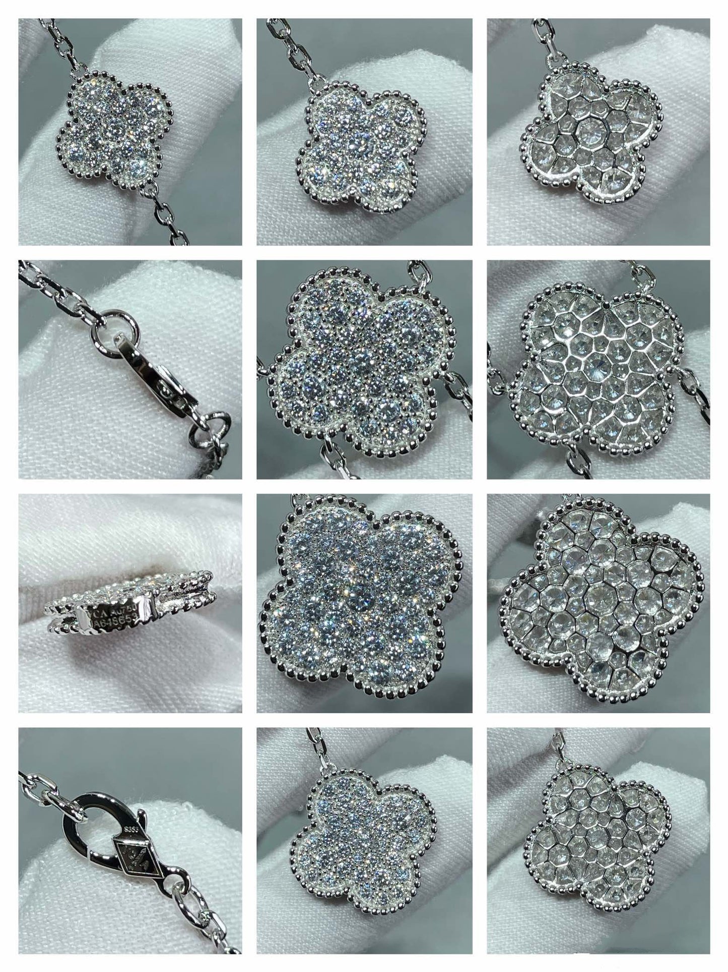 [💎ROSE💎]CLOVER 6 MOTIF DIAMOND PAVED NECKLACE