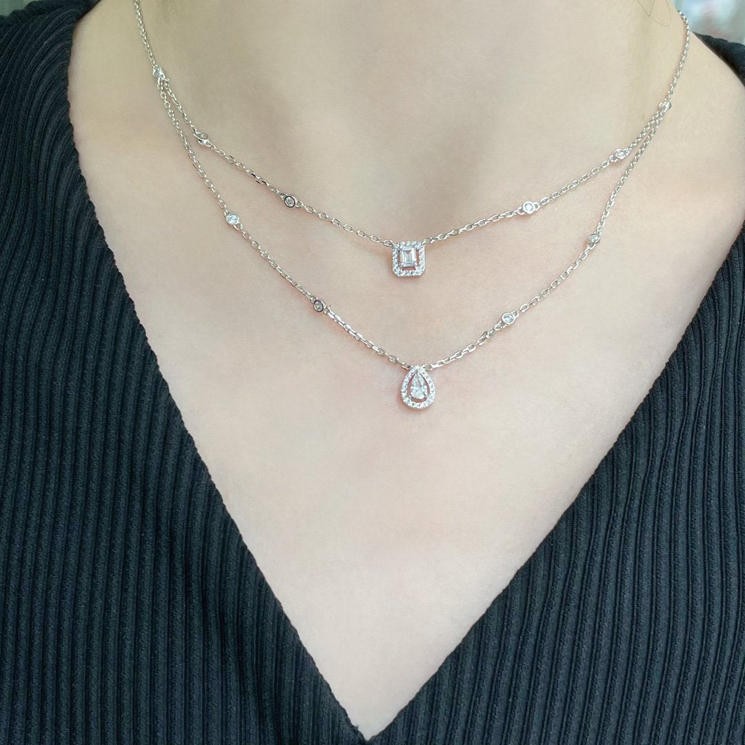 [✨Rose💎]MY TWIN 2 ROW DIAMOND NECKLACE