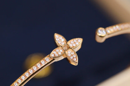 [Rose Tomorrow]IDYLLE PINK GOLD OPEN BRACELET DIAMOND PAVED