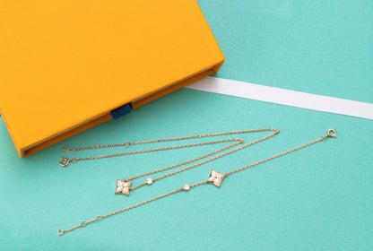 [Rose Tomorrow]STAR PINK MOP 1 DIAMOND PINK GOLD NECKLACE