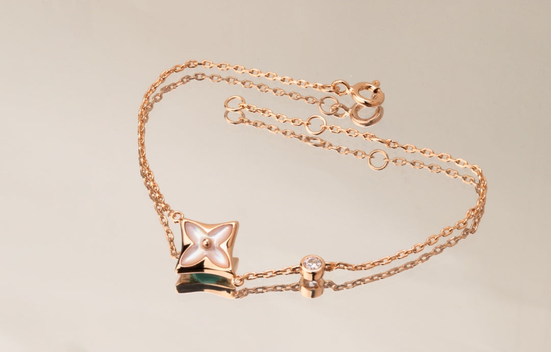 [Rose Tomorrow]STAR PINK MOP 1 DIAMOND PINK GOLD NECKLACE