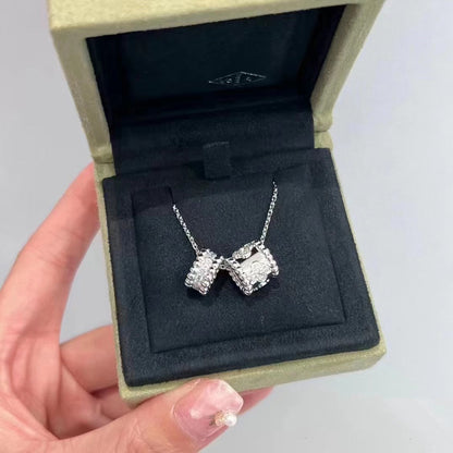 [💎ROSE💎]PERLEE DOUBLE PENDANT SILVER DIAMOND NECKLACE
