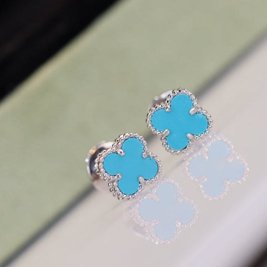 [💎ROSE💎]CLOVER MINI TURQUOISE SILVER STUD EARRINGS
