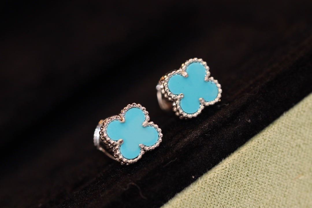 [💎ROSE💎]CLOVER MINI TURQUOISE SILVER STUD EARRINGS