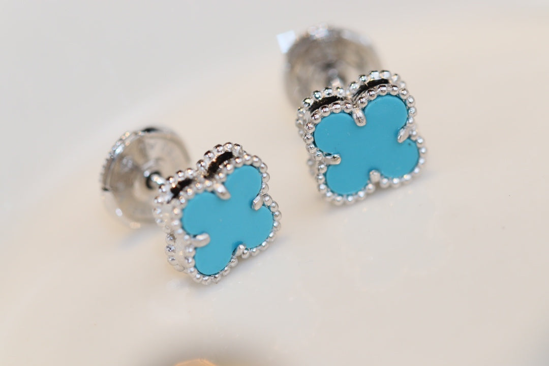 [💎ROSE💎]CLOVER MINI TURQUOISE SILVER STUD EARRINGS