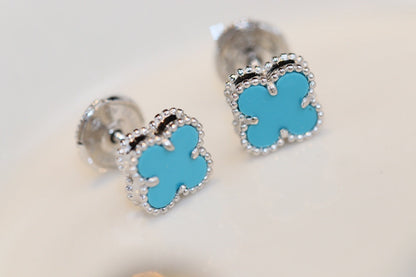 [💎ROSE💎]CLOVER MINI TURQUOISE SILVER STUD EARRINGS