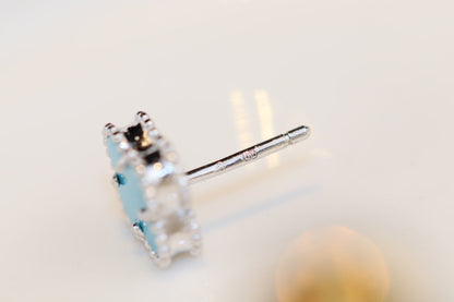 [💎ROSE💎]CLOVER MINI TURQUOISE SILVER STUD EARRINGS