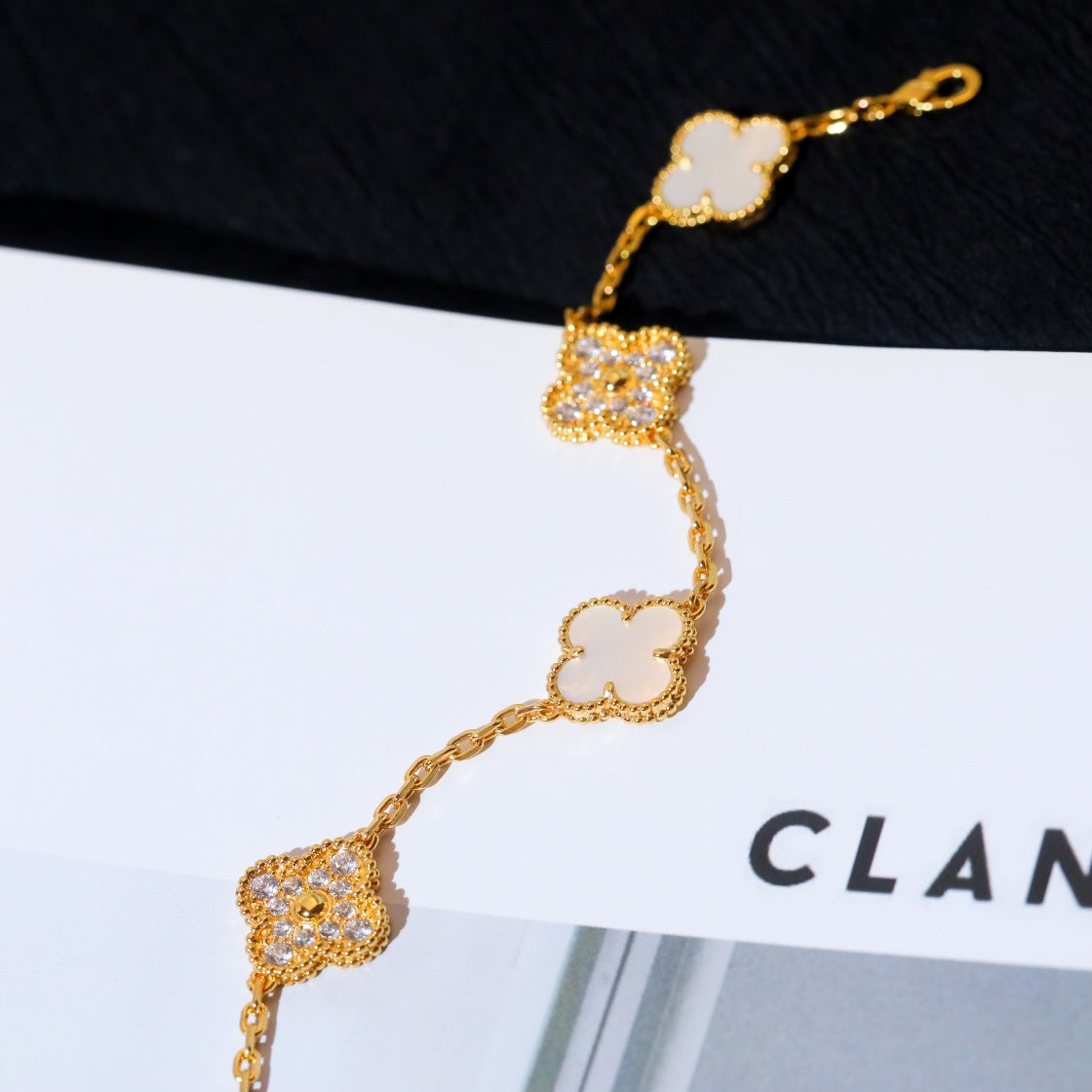 [Rose Jewelrys]CLOVER BRACELET 5 MOTIF WHITE MOP DIAMOND
